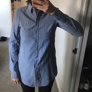 Long denim button up